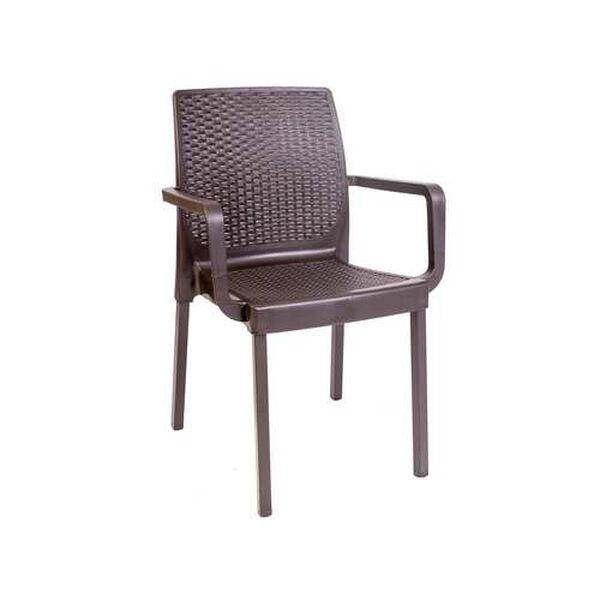 Napoli Brown Outdoor Stackable Armchair, Set of Four, image 2