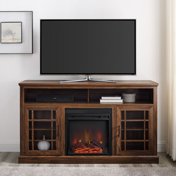 Hazel Dark Walnut Fireplace TV Stand, image 1