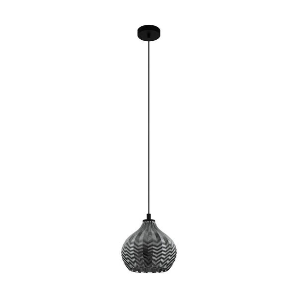 Tamallat Structured Black One-Light Mini Pendant with Vaporized Black Glass, image 1