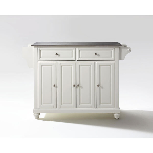Cambridge Stainless Steel Top Kitchen Island in White Finish, image 1