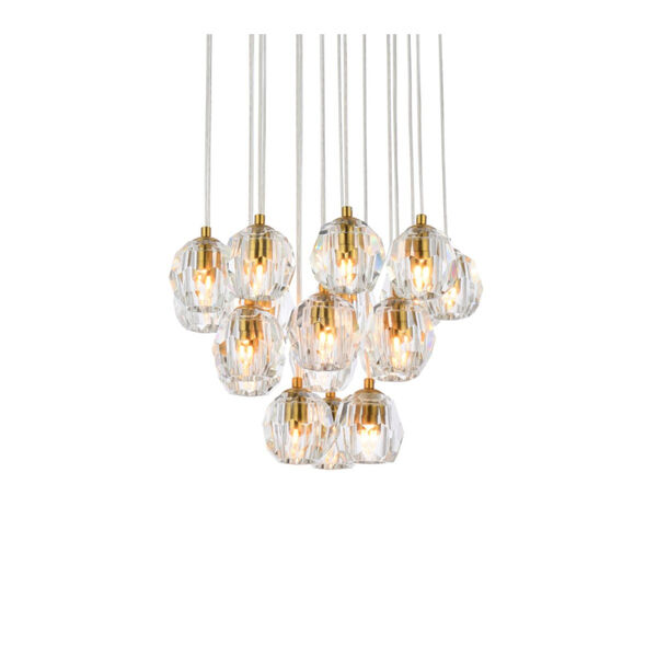 Eren Gold 15-Inch 18-Light Pendant with Royal Cut Clear Crystal, image 3