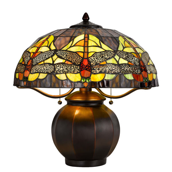 Tiffany Brown Two-Light LED Dome Table Lamp, image 1
