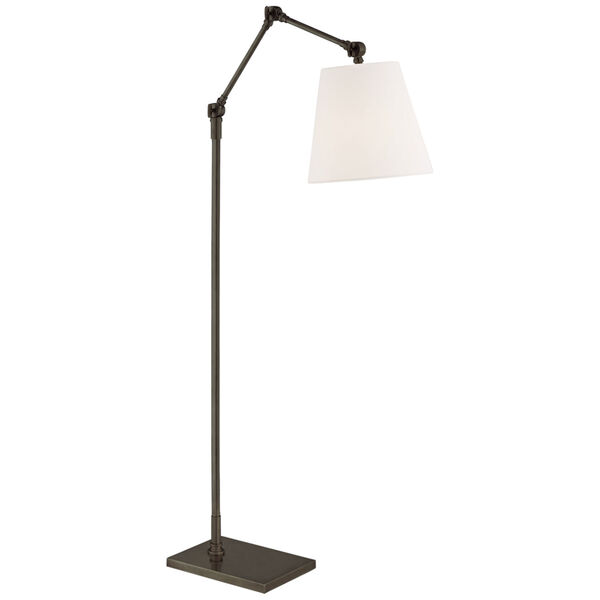 Graves Articulating Floor Lamp in Bronze with Linen Shade by Suzanne Kasler, image 1