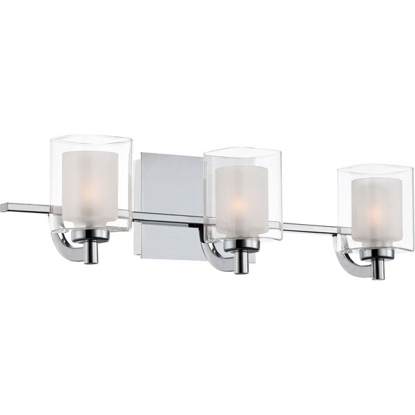 Kolt Polished Chrome Three-Light LED Vanity with Outer Clear Glass, image 4