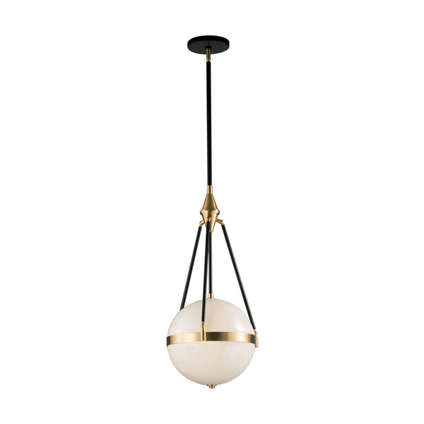 Harmony Natural Brass Three-Light Pendant with Opal Glass, image 1