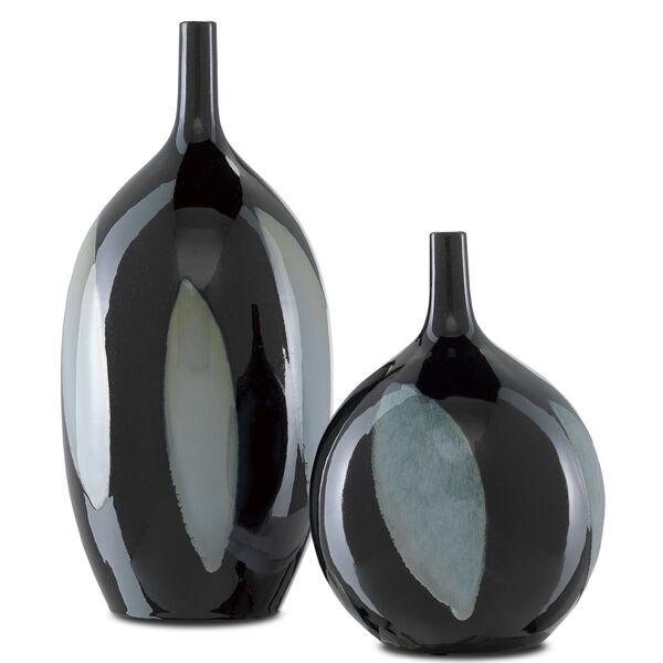 Let Us Twist Black Steel Blue Round Vase, image 3