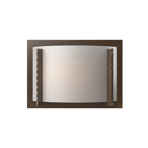 Vertical Bar Bronze One-Light Wall Sconce with White Art Glass, image 1