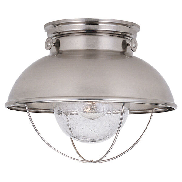 River Station Brushed Stainless One-Light Outdoor Flush Mount, image 1