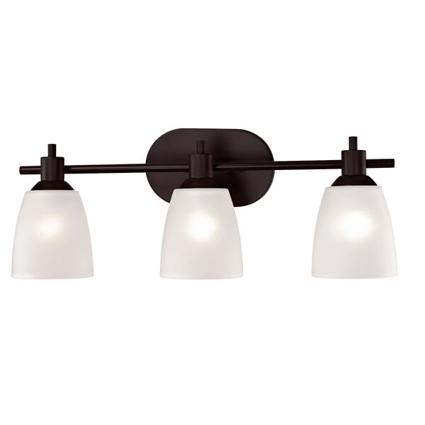 Jackson Oil Rubbed Bronze Three-Light Bath Vanity with White Glass Shade, image 1