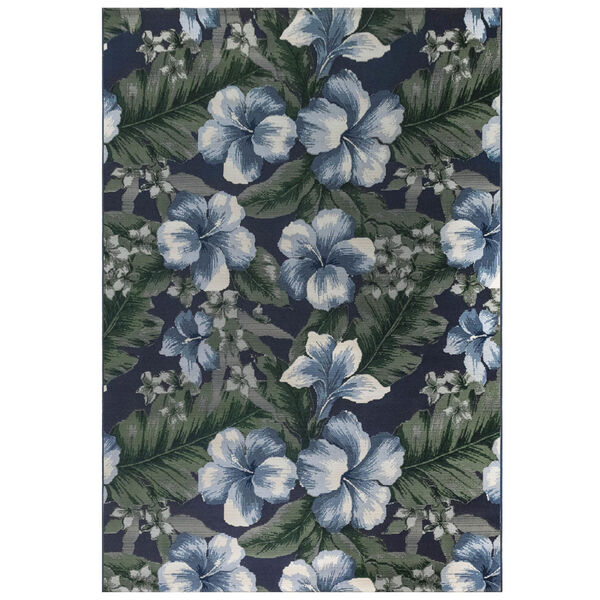 Liora Manne Marina Navy and Green 4 Ft. 10 In. x 7 Ft. 6 In. Floral Indoor/Outdoor Rug, image 1