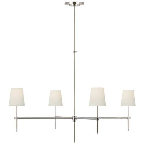 Bryant Polished Nickel Four-Light Extra Large Chandelier with Linen Shades by Thomas O'Brien, image 1