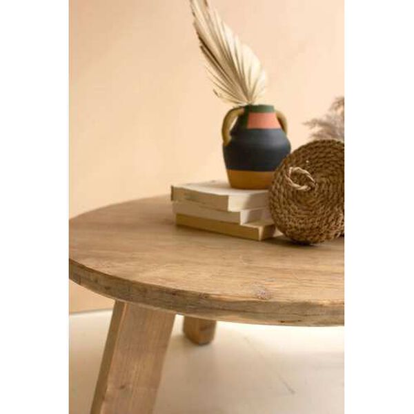 Rattan Wood Round Wooden Coffee Table - (Open Box), image 2