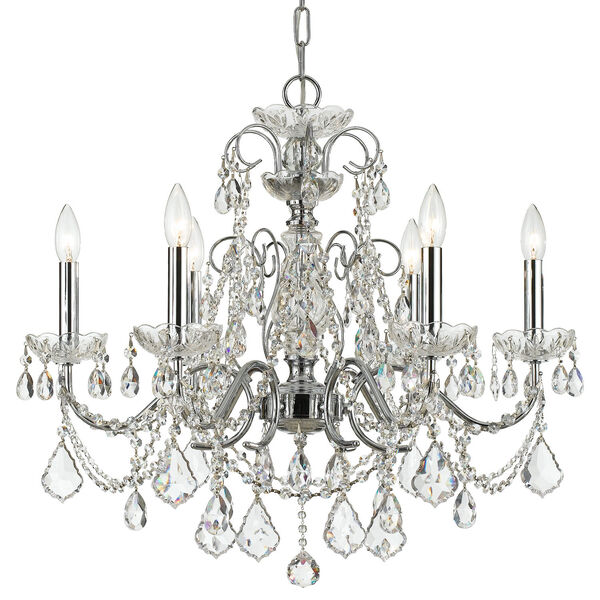 Imperial Polished Chrome Clear Majestic Crystal Six-Light Chandelier, image 1