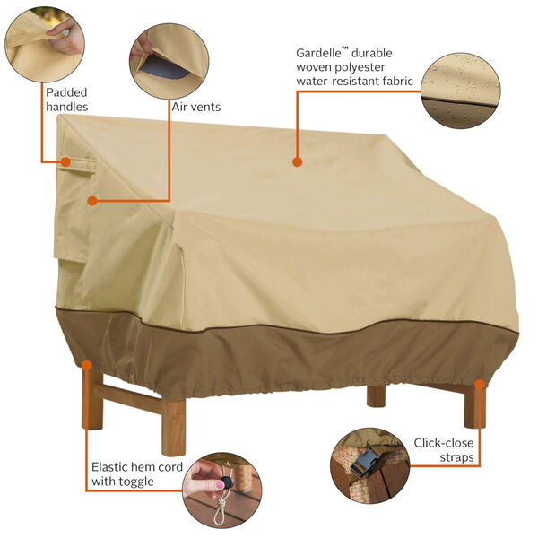 Ash Beige and Brown 75-Inch Patio Bench Cover, image 2