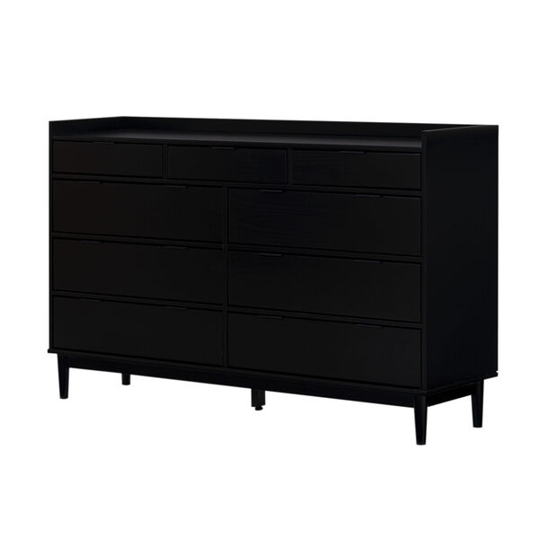 Black Solid Wood Nine-Drawer Dresser, image 4