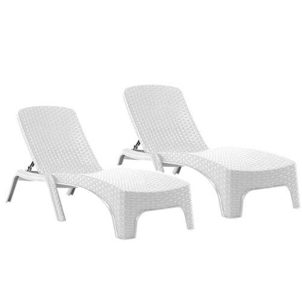 Roma White Outdoor Chaise Lounger, Set of Two, image 1
