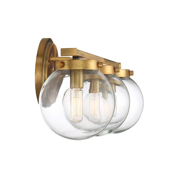 Nicollet Natural Brass LED Three-Light Bath Vanity, image 5