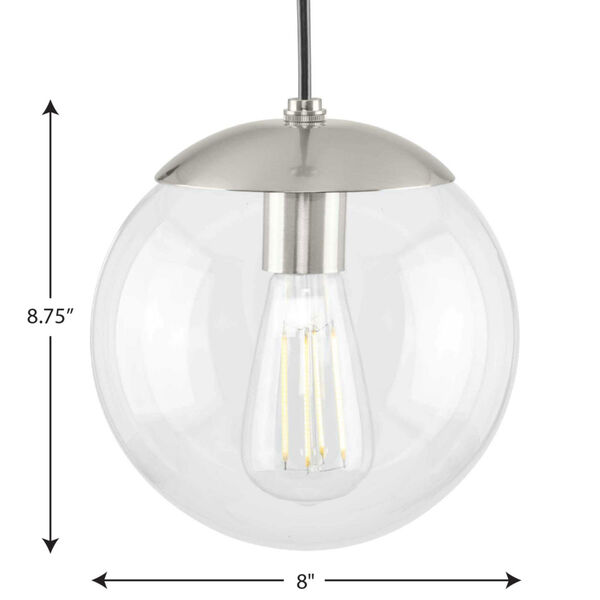 P500309-009: Atwell Brushed Nickel One-Light Mini Pendant with Clear Glass, image 4