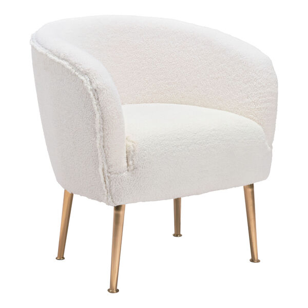 Sherpa Beige and Gold Accent Chair, image 1