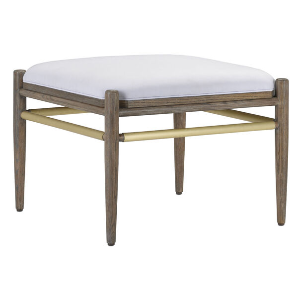 Visby Light Pepper and Brushed Brass Muslin Ottoman, image 1
