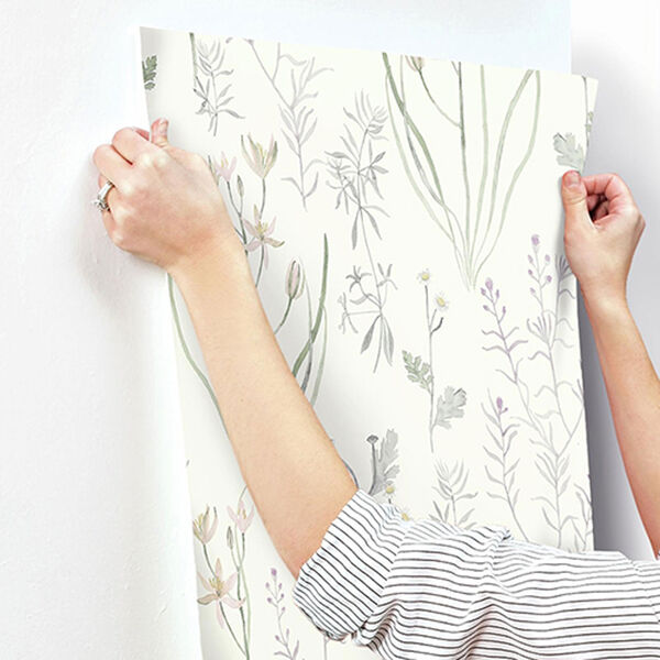 Norlander White and Off White Alpine Botanical Wallpaper - SAMPLE SWATCH ONLY, image 3