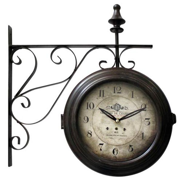 Brown and Tan 16-Inch Double Sided Wall Clock, image 1