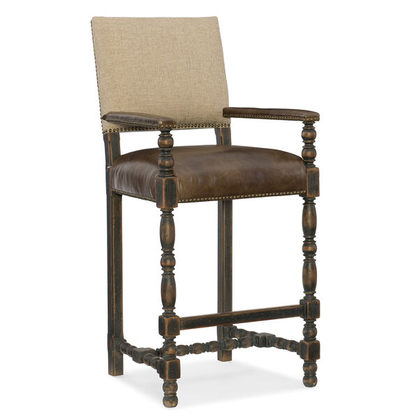 Hill Country Black and Beige Comfort Barstool, image 1