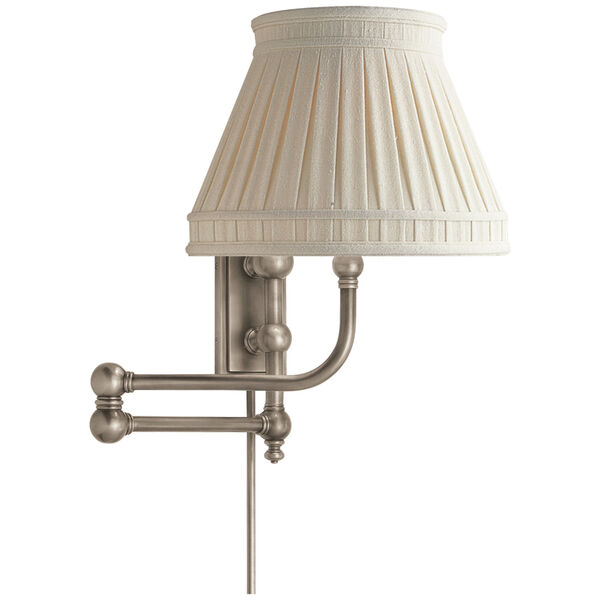 Pimlico Swing Arm in Antique Nickel with Linen Collar Shade by Chapman and Myers, image 1