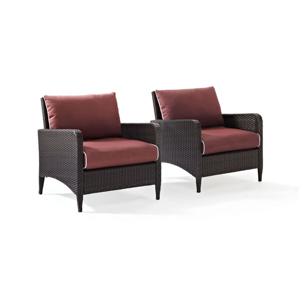 Kiawah Sangria Brown Outdoor Wicker Chairs, Set of Two, image 1