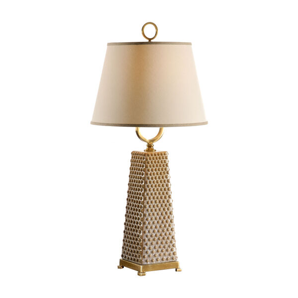 Gold One-Light  Dotted Pyramid Lamp, image 1