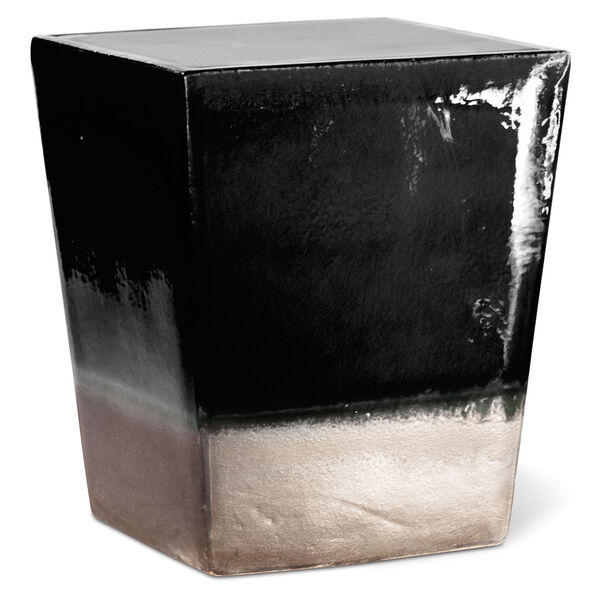 Ceramic Gloss Black Metallic Two Glaze Square Cube, Set of Two, image 1