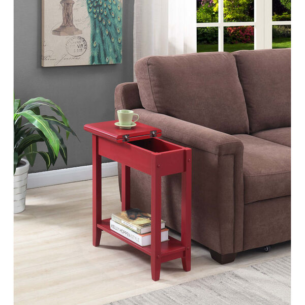 American Heritage Cranberry Red Flip Top End Table, image 1