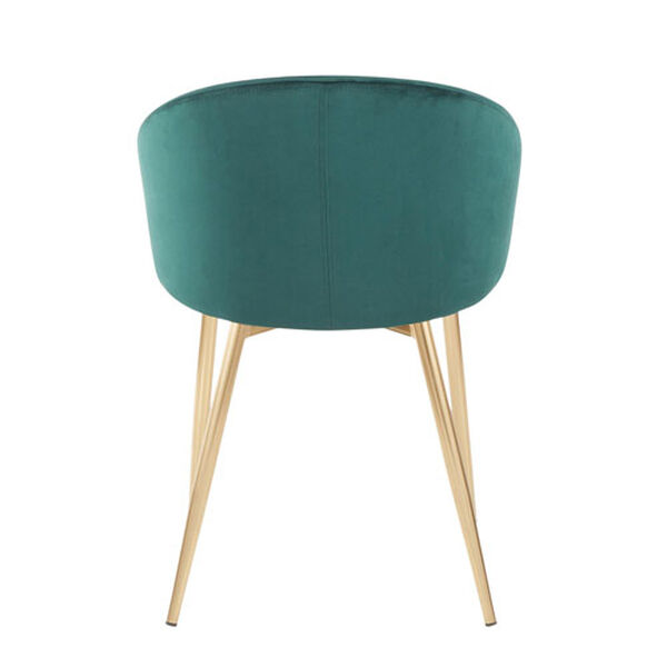 Claire Gold and Emerald Green Velvet Rounded Low Backrest Chair, image 3