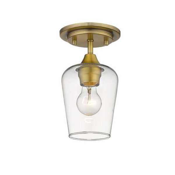 Joliet Olde Brass One-Light Flush Mount with Transparent Glass, image 6