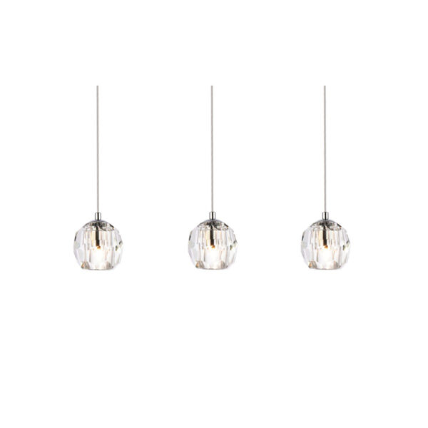 Eren Chrome 28-Inch Three-Light Pendant with Royal Cut Clear Crystal, image 3