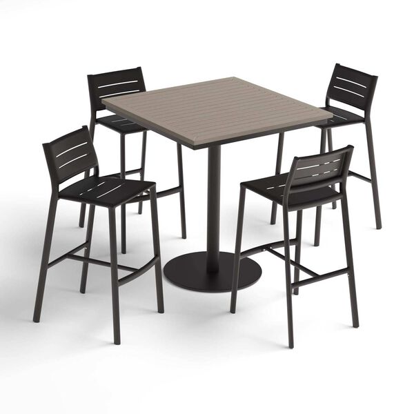 Eilad and Travira Gray Black Five-Piece Square Bar Table and Aluminum Bar Stools Set, image 2