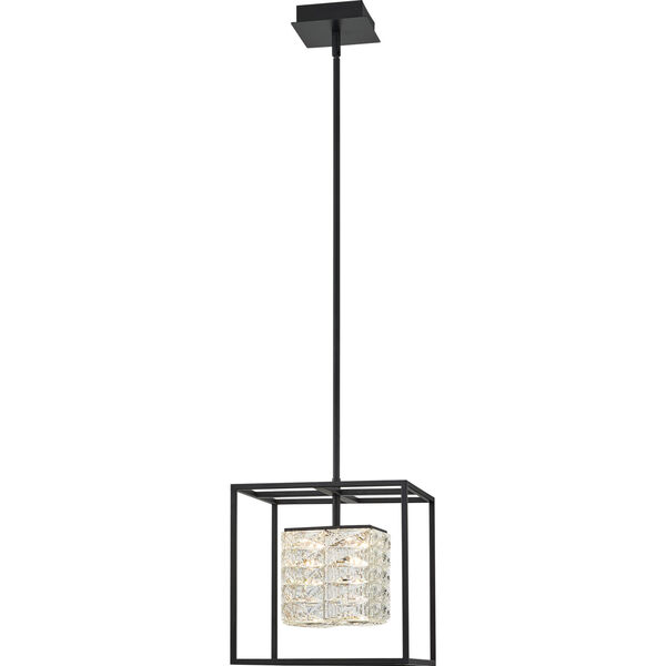 Dazzle Matte Black Integrated LED One-Light Pendant with Crystal, image 1