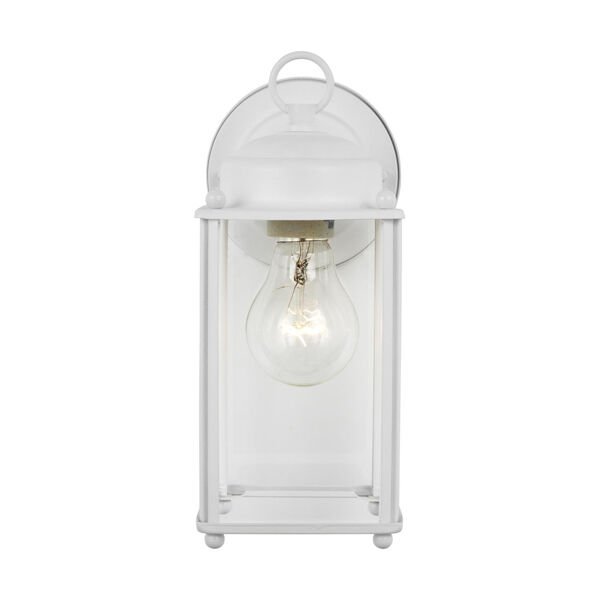 New Castle White One-Light Outdoor Wall Sconce with Clear Shade, image 1