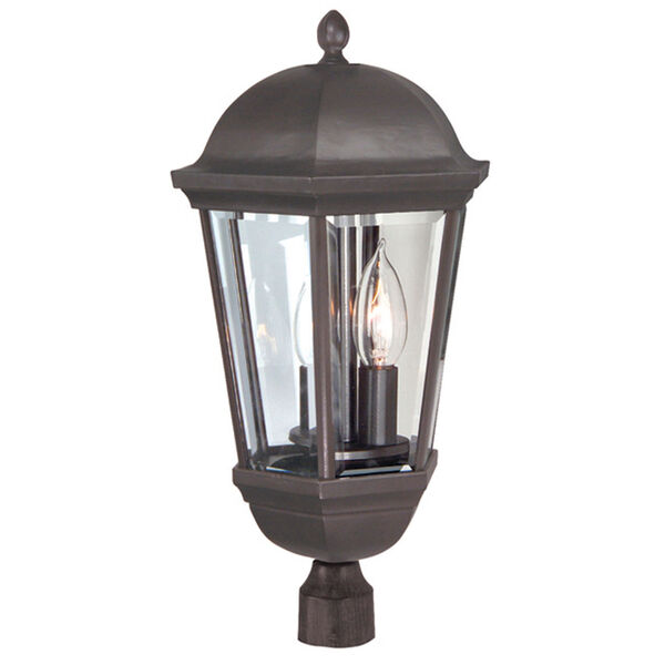Britannia Oiled Bronze Three-Light Outdoor Post Mount with Clear Beveled Glass, image 1