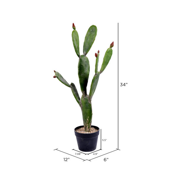 Green 34-Inch Cactus with Black Pot, image 2