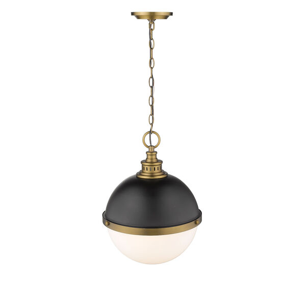 Peyton Matte Black and Factory Bronze Two-Light Pendant With Opal Etched Glass, image 3