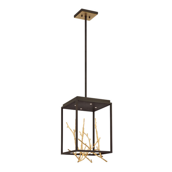 Aerie Bronze and Gold Four-Light Square LED Chandelier, image 1