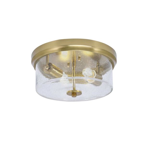 New Age Brass 12-Inch Two-Light Flush Mount with Clear Bubble Glass, image 1