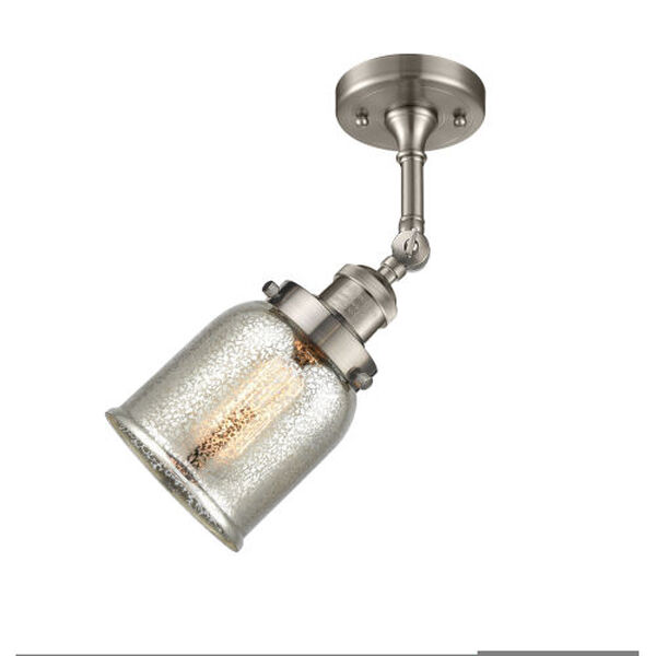 Small Bell Brushed Satin Nickel One-Light Semi Flush Mount, image 2