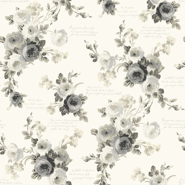 Magnolia Home Gray White Heirloom Rose Peel and Stick Wallpaper, image 2