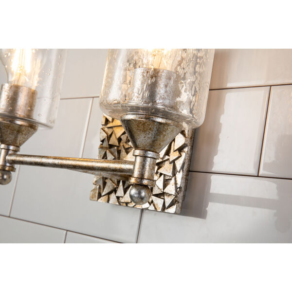 Mosaic Silver Leaf with Antique Two-Light Bath Vanity, image 3