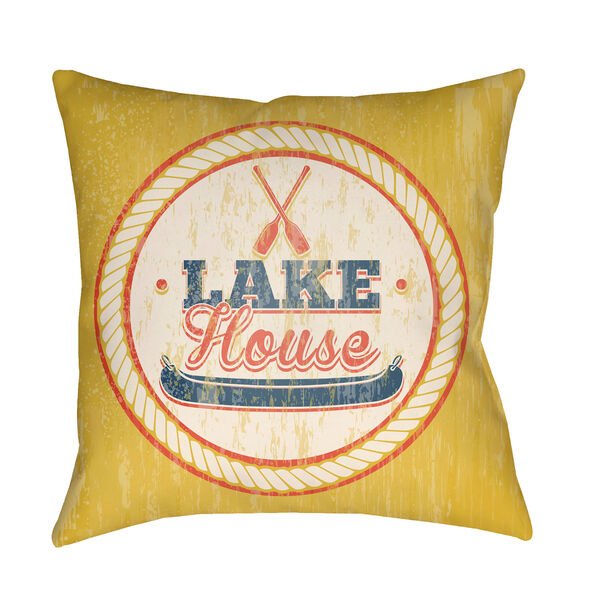 Litchfield Lake Navy Blue and Poppy Red 16 x 16 In. Pillow with Poly Fill, image 1