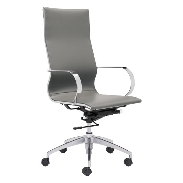 Glider Gray and Silver Office Chair, image 1