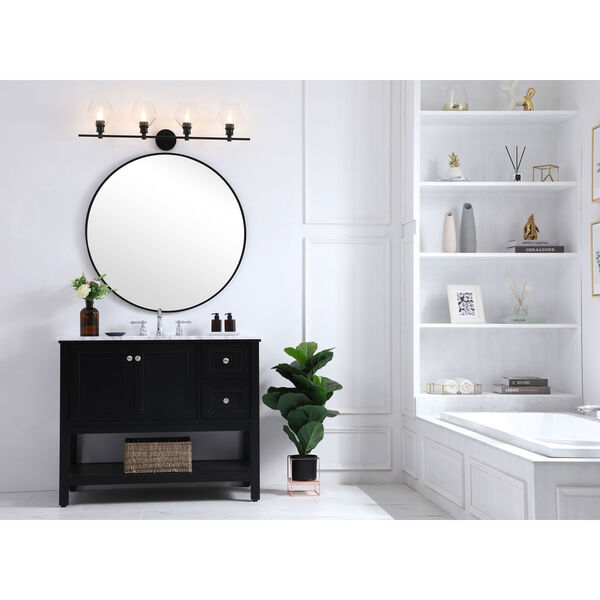 Gene Black Four-Light Bath Vanity with Clear Glass, image 2