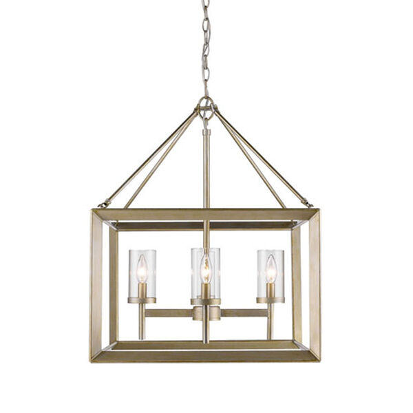 Linden White Gold Four-Light Chandelier with Clear Glass Shade, image 1